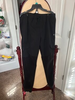 Xersion Black Men's Cargo Jogger Pants with Drawstring Waist